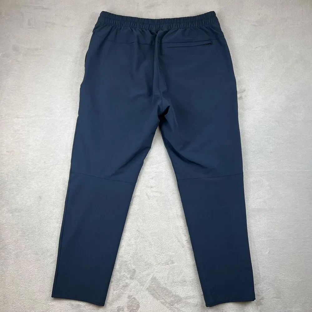 Banana Republic Slim Tapered Pants Men's 33x30 Navy Blue Elastic Waist
